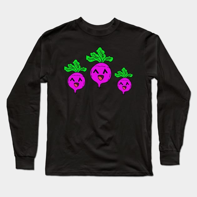 Kawaii Beets - Cute Veggies - Graphic Vector Clipart Long Sleeve T-Shirt by MaystarUniverse